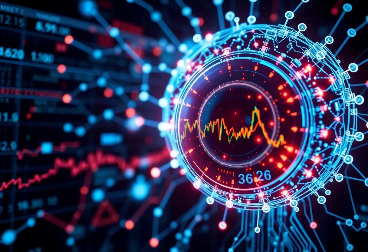 An abstract depiction of AI technology analyzing financial influencer videos