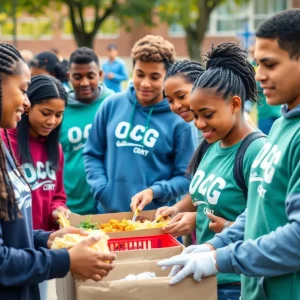 Augusta student-athletes participating in community service activities.