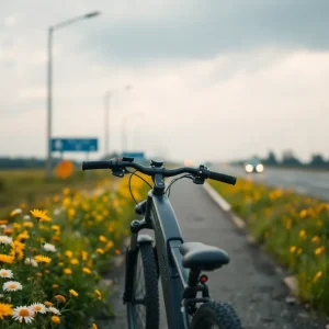 A scene representing a tragic hit-and-run involving an e-bike on a highway