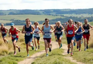 Runners from Augusta cross country team competing in a race