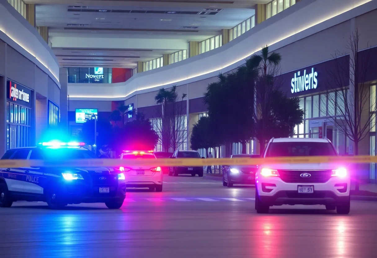 Police and emergency services at Augusta Mall following a shooting incident