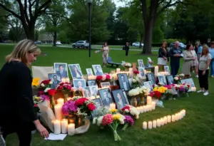Memorial setup for Hurricane Helene in Augusta