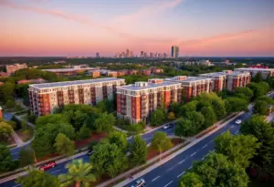 Skyline view of Augusta highlighting multifamily housing