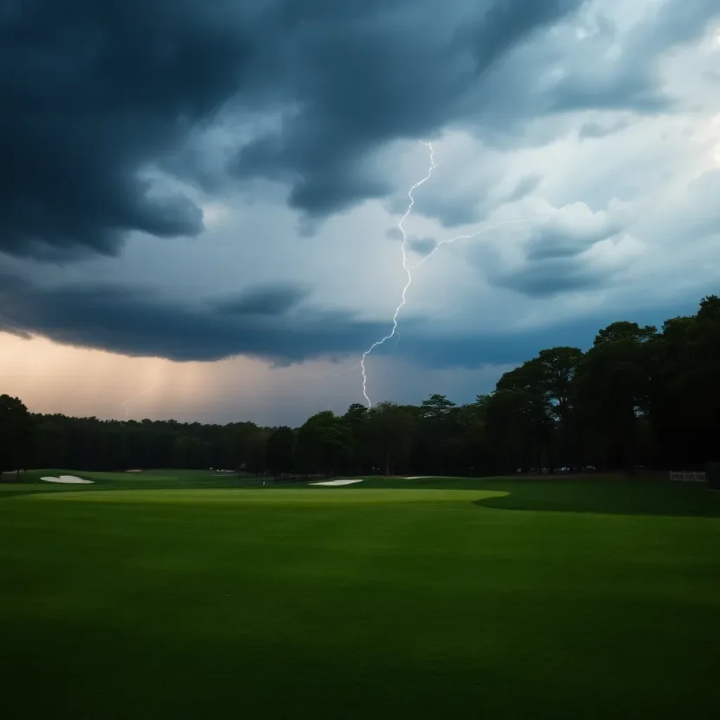 Storm clouds over Augusta National Golf Course