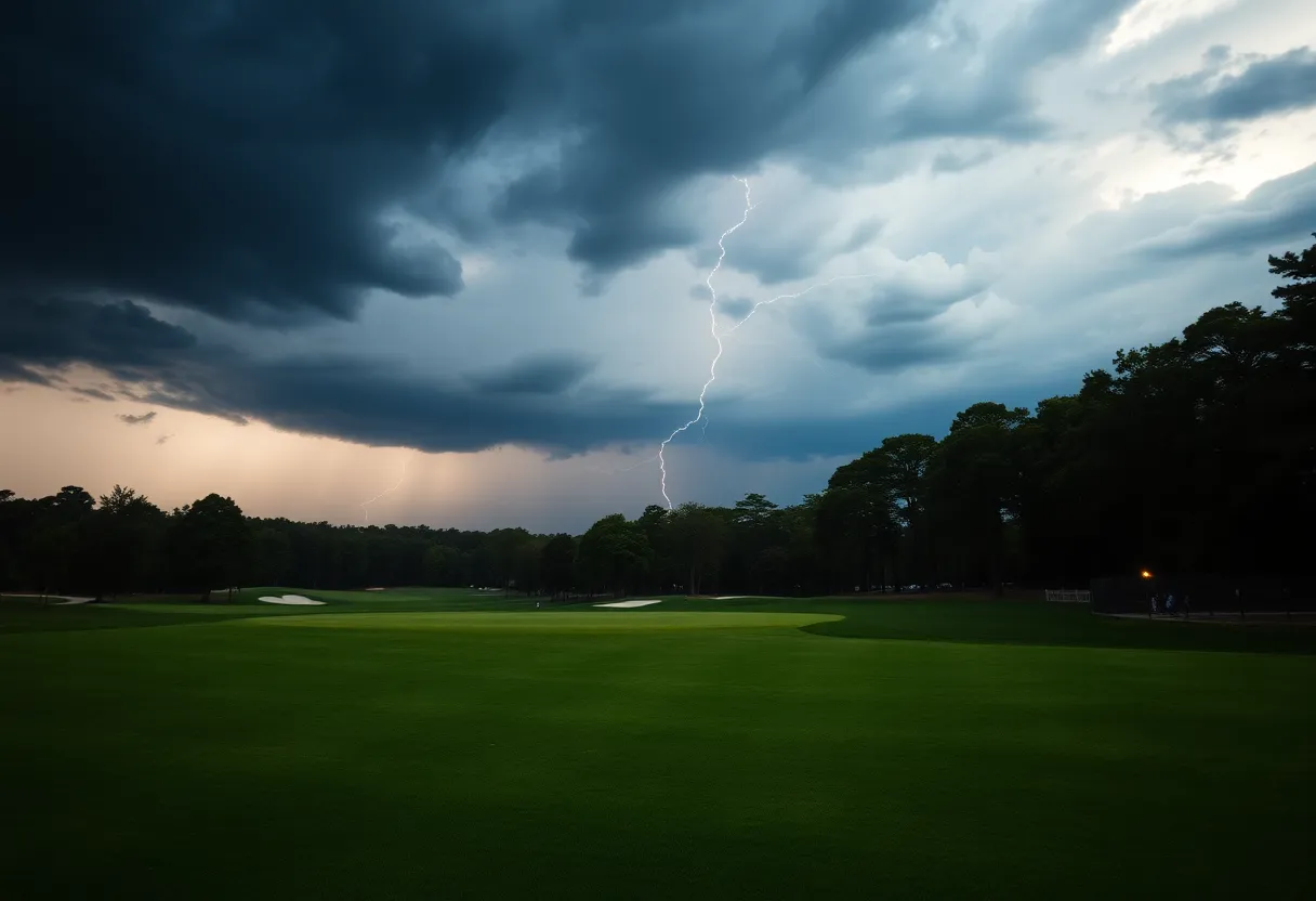 Storm clouds over Augusta National Golf Course