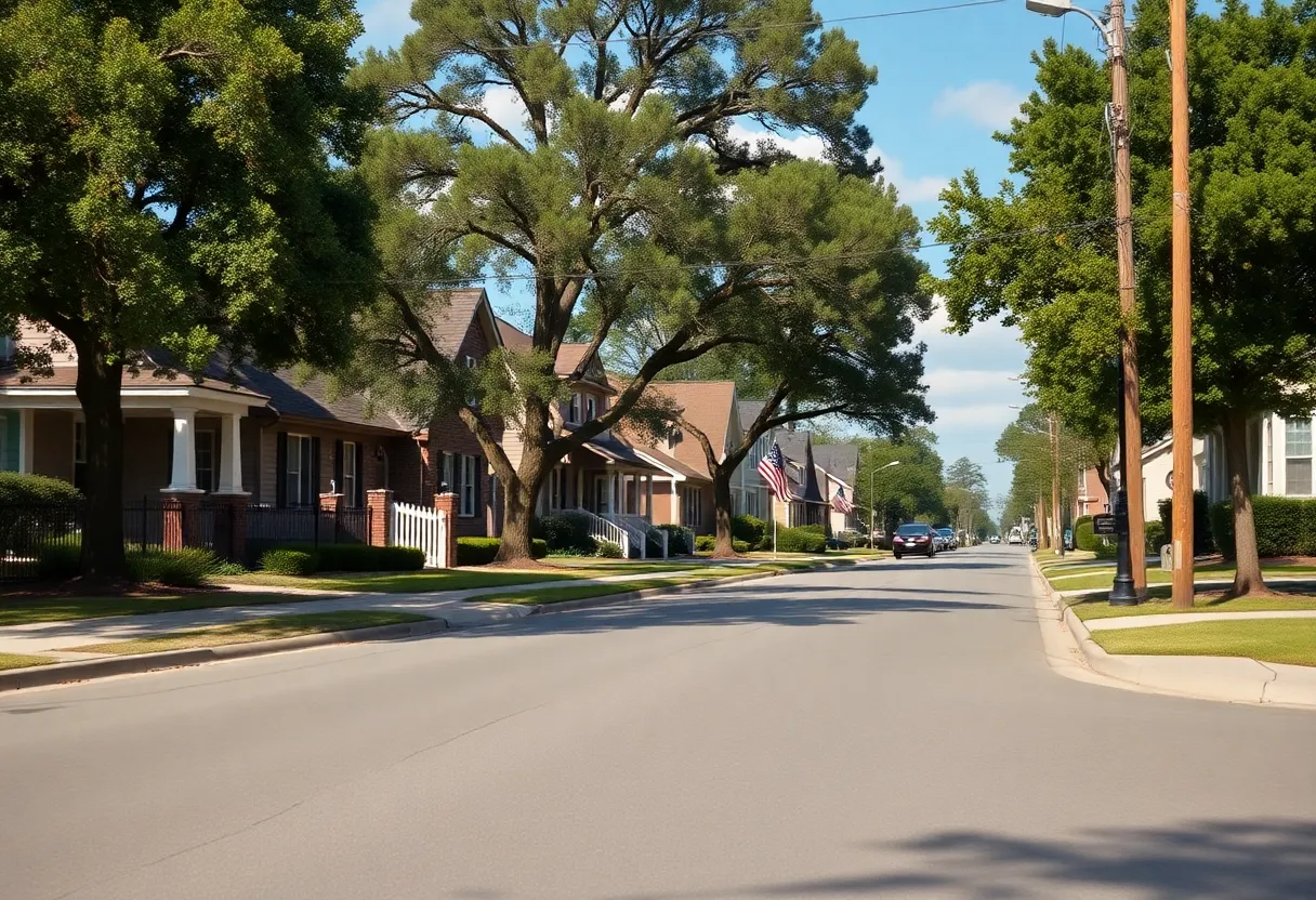 Sunny neighborhood street in Augusta, GA