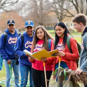 Student-athletes from Augusta University engaged in community service activities.