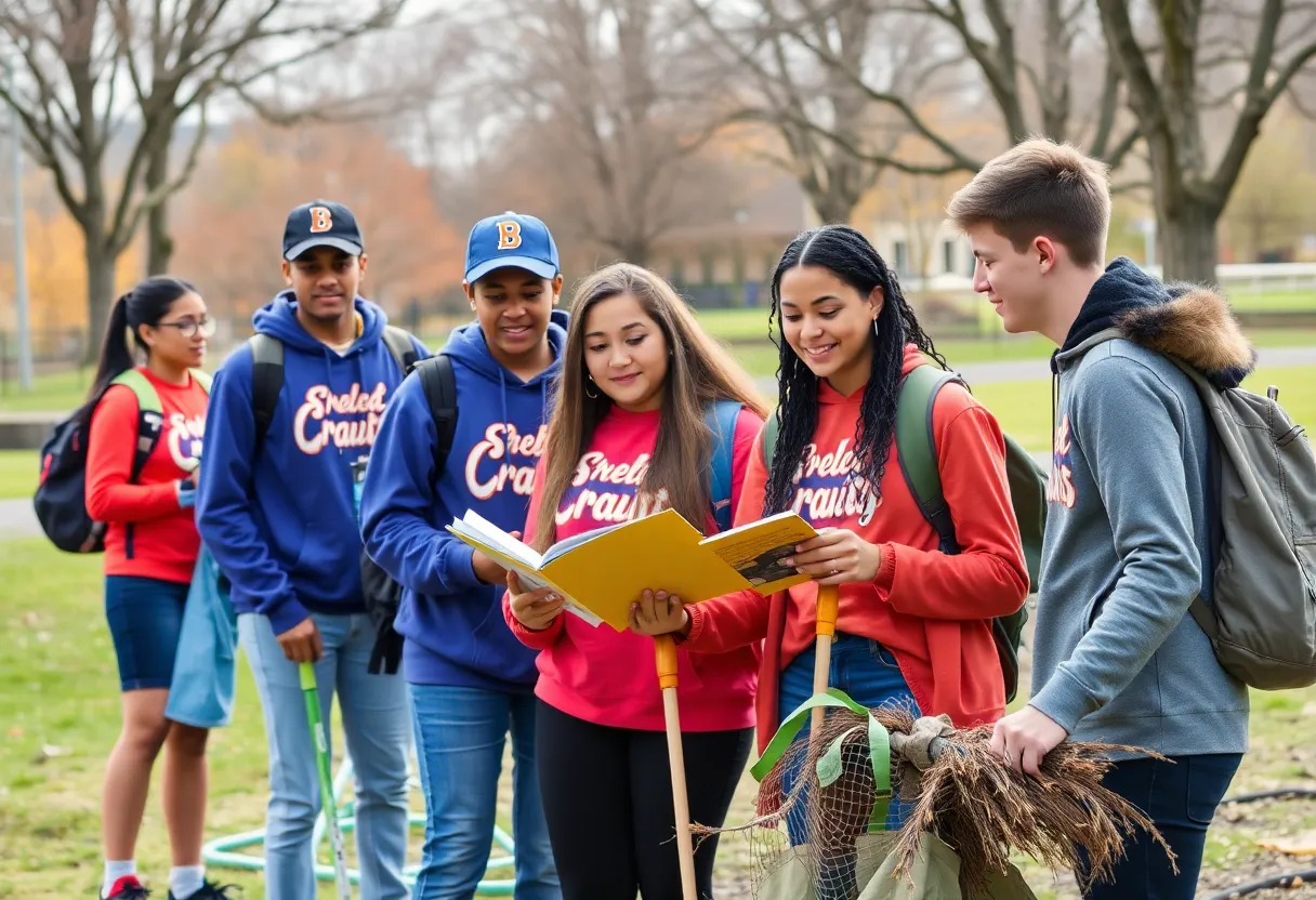 Student-athletes from Augusta University engaged in community service activities.