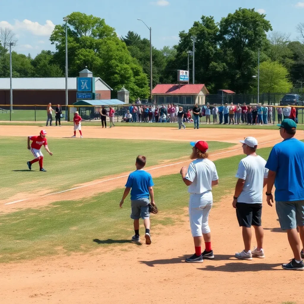 Softball players practicing at Augusta University