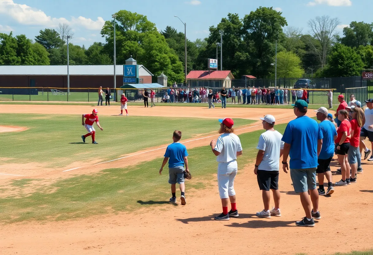 Softball players practicing at Augusta University