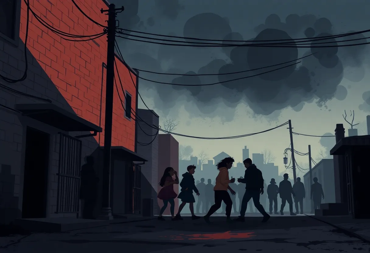 Artistic representation of urban youth violence