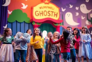 Young actors performing in Beetlejuice Jr. at the Kroc Center