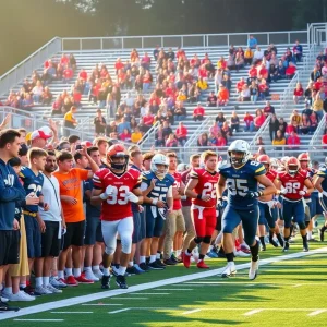 Benedictine Cadets celebrating their football victory over Burke County