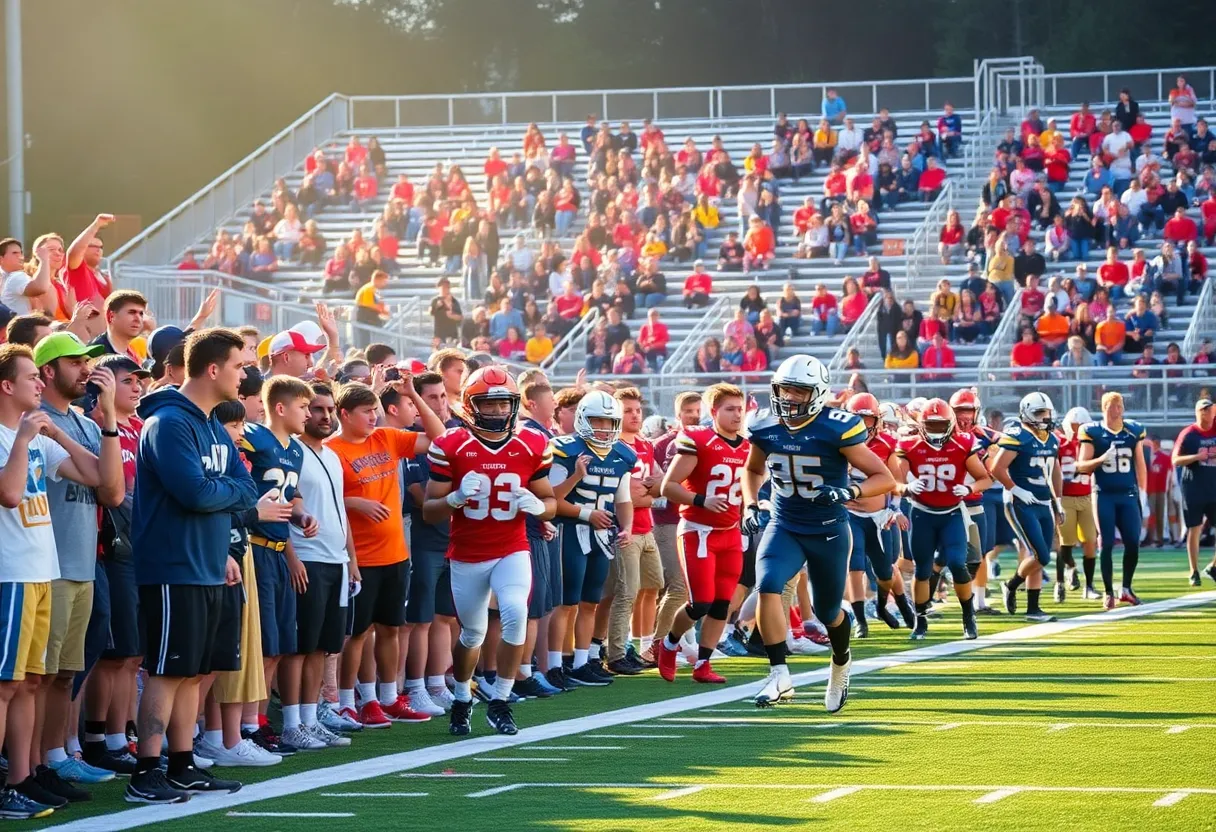 Benedictine Cadets celebrating their football victory over Burke County