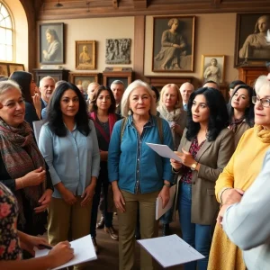 Augusta residents interacting with campaign representatives