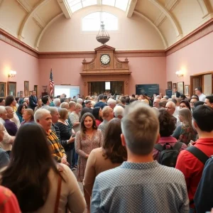 Vibrant community gathering at a historical museum in Augusta.