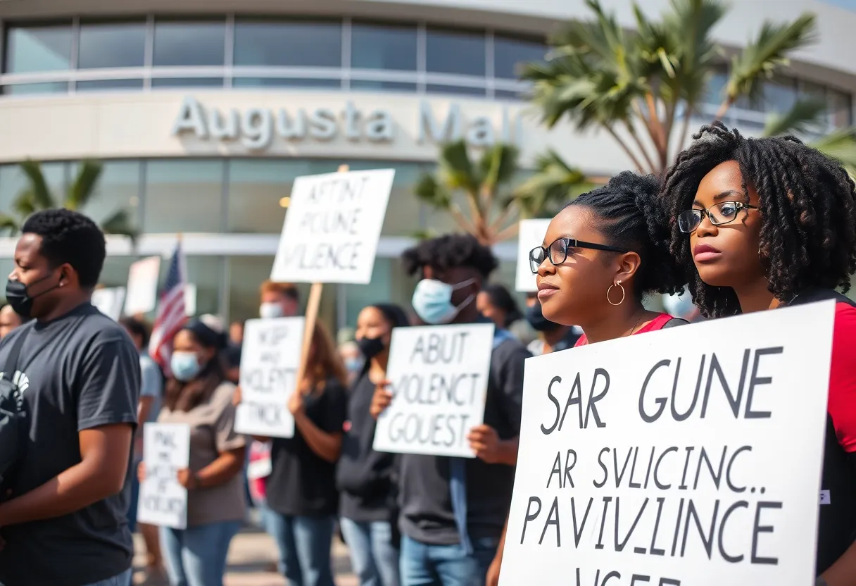 Community members rallying in Augusta against gun violence