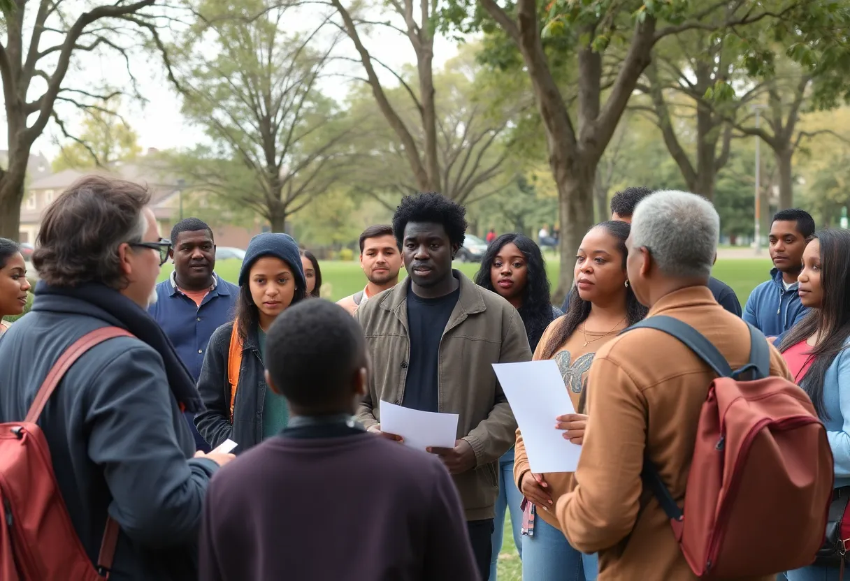 Local community members discussing youth violence prevention
