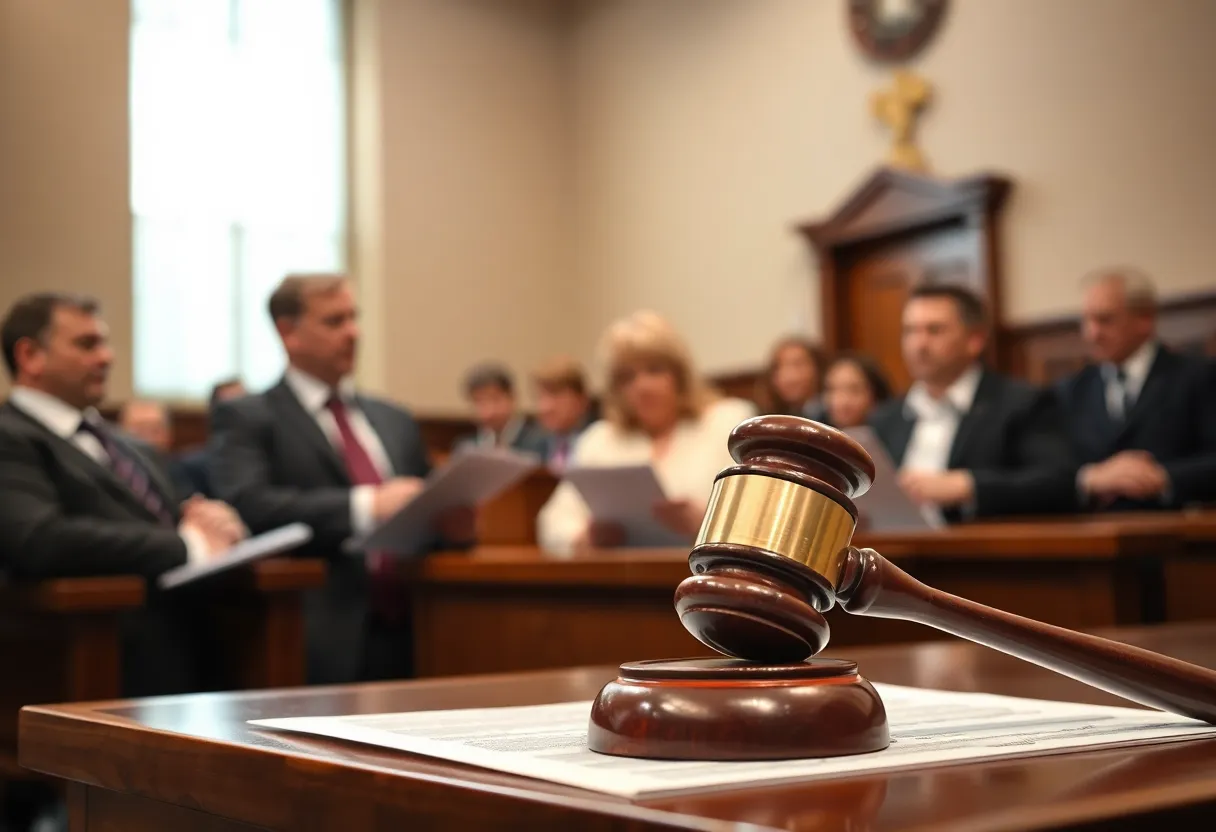Courtroom during a legal argument about insurance coverage