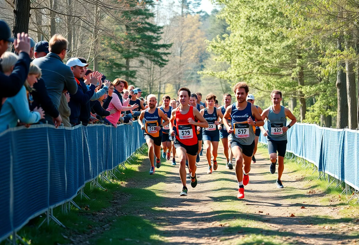 Competitors in a cross country race during the Queens City Invitational