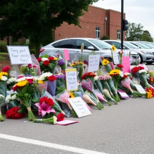 Community memorial for victims of a domestic violence shooting in Augusta.