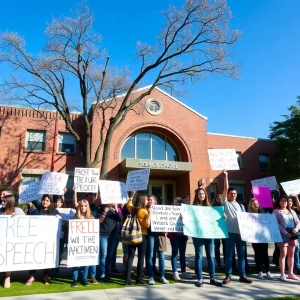 Students protesting outside Galesburg-Augusta Community Schools