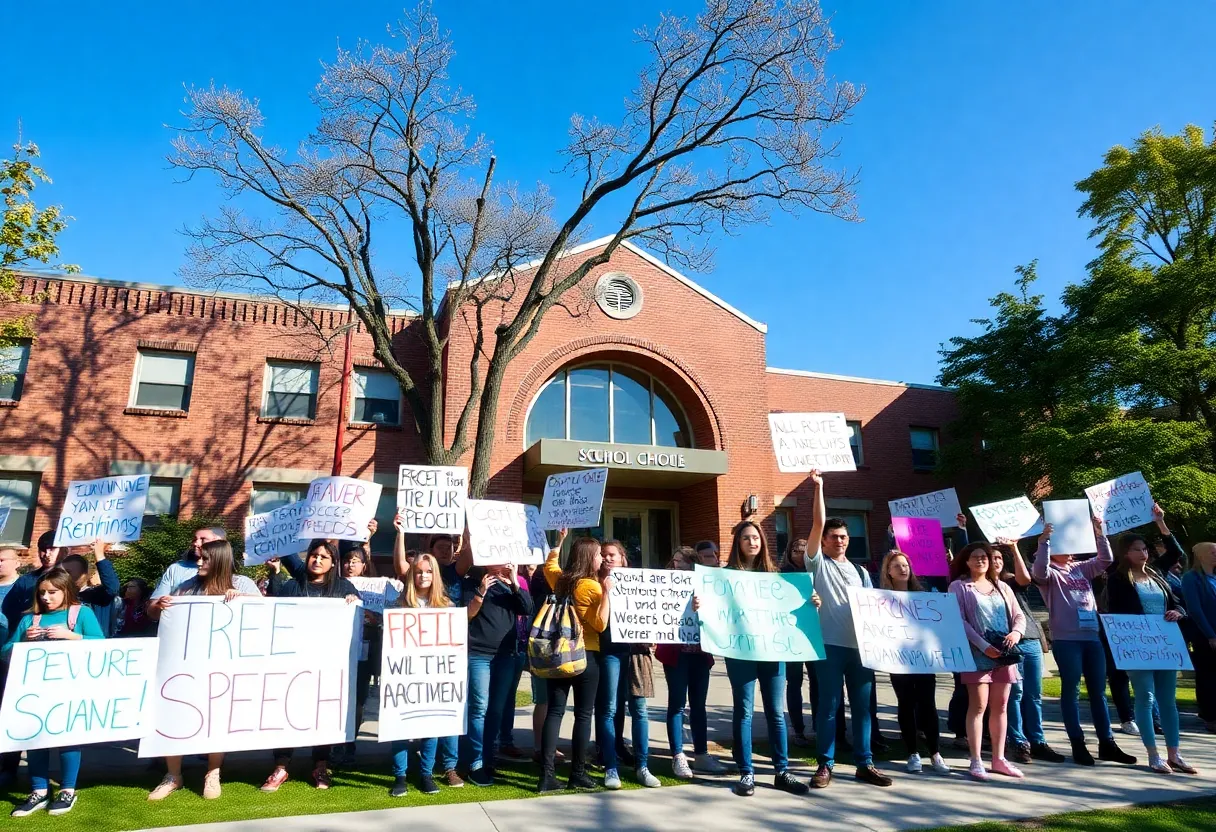 Students protesting outside Galesburg-Augusta Community Schools
