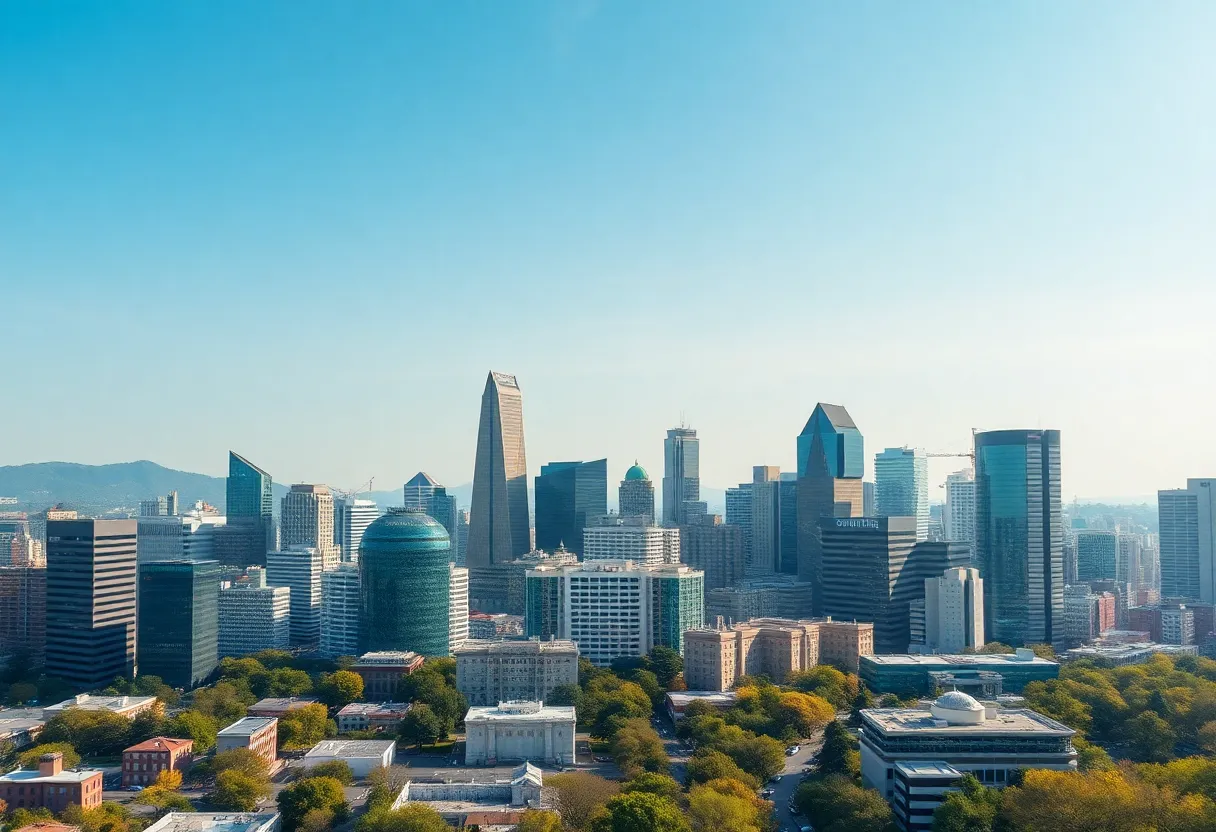 A vibrant city skyline in Georgia representing economic development.
