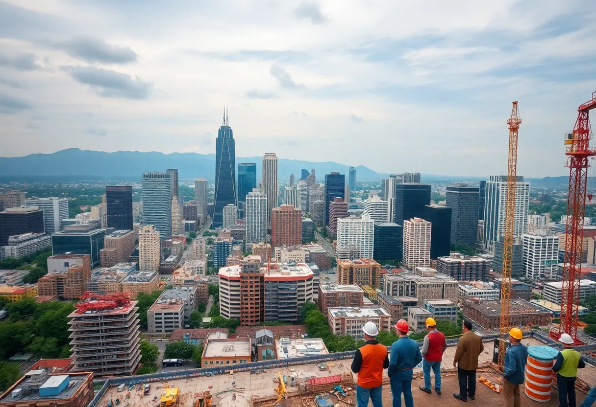 A vibrant city skyline in Georgia depicting economic development