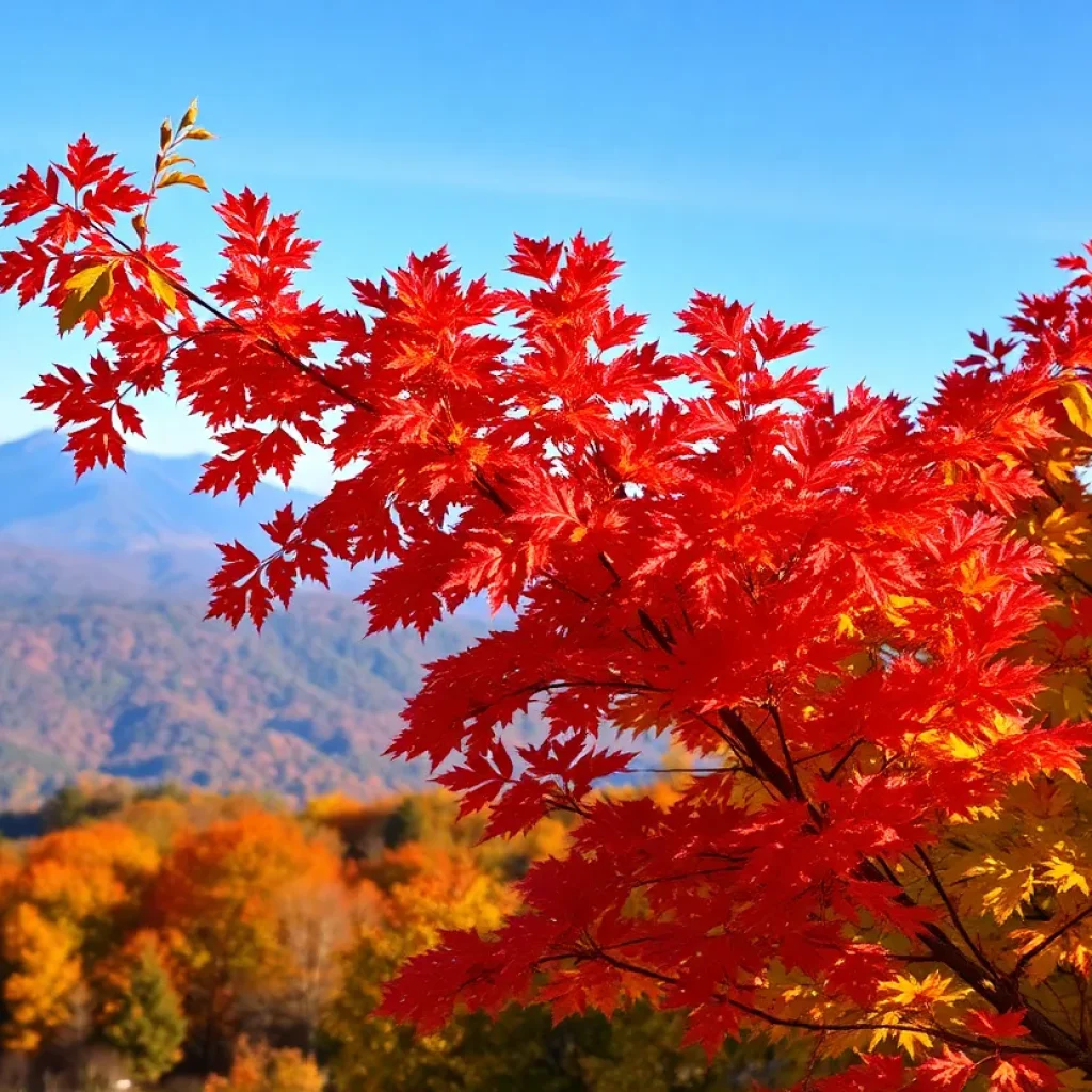 A breathtaking view of fall foliage in Georgia with colorful autumn leaves.