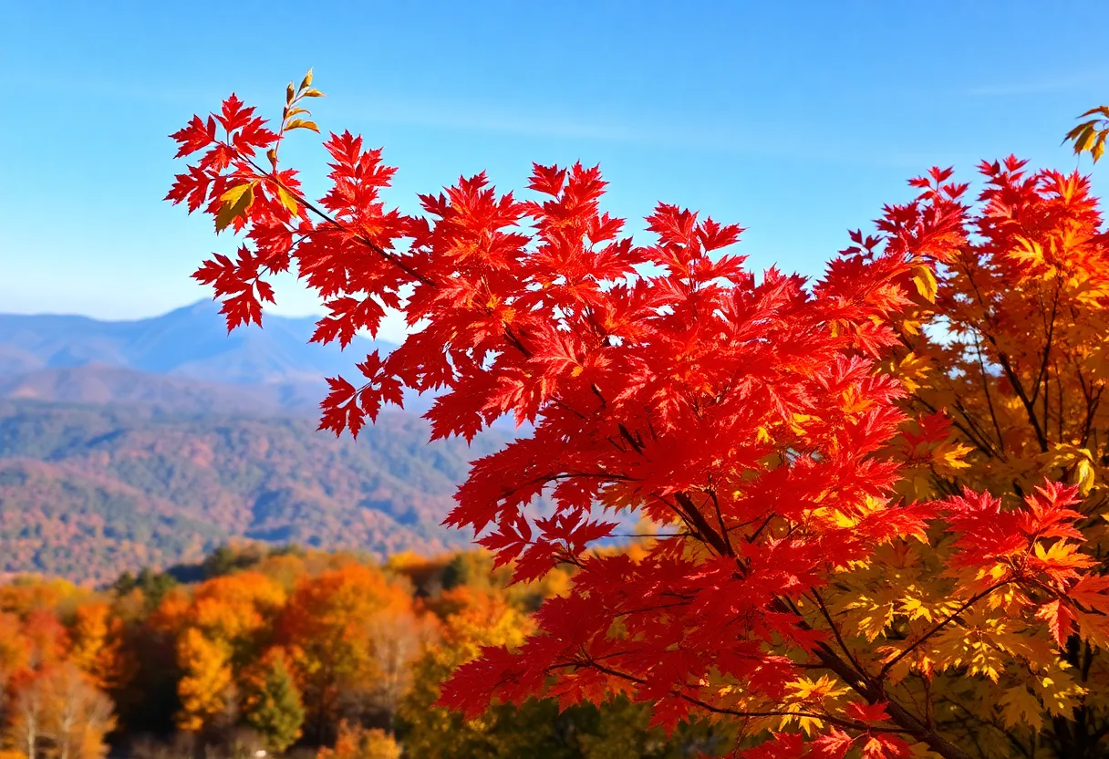 A breathtaking view of fall foliage in Georgia with colorful autumn leaves.