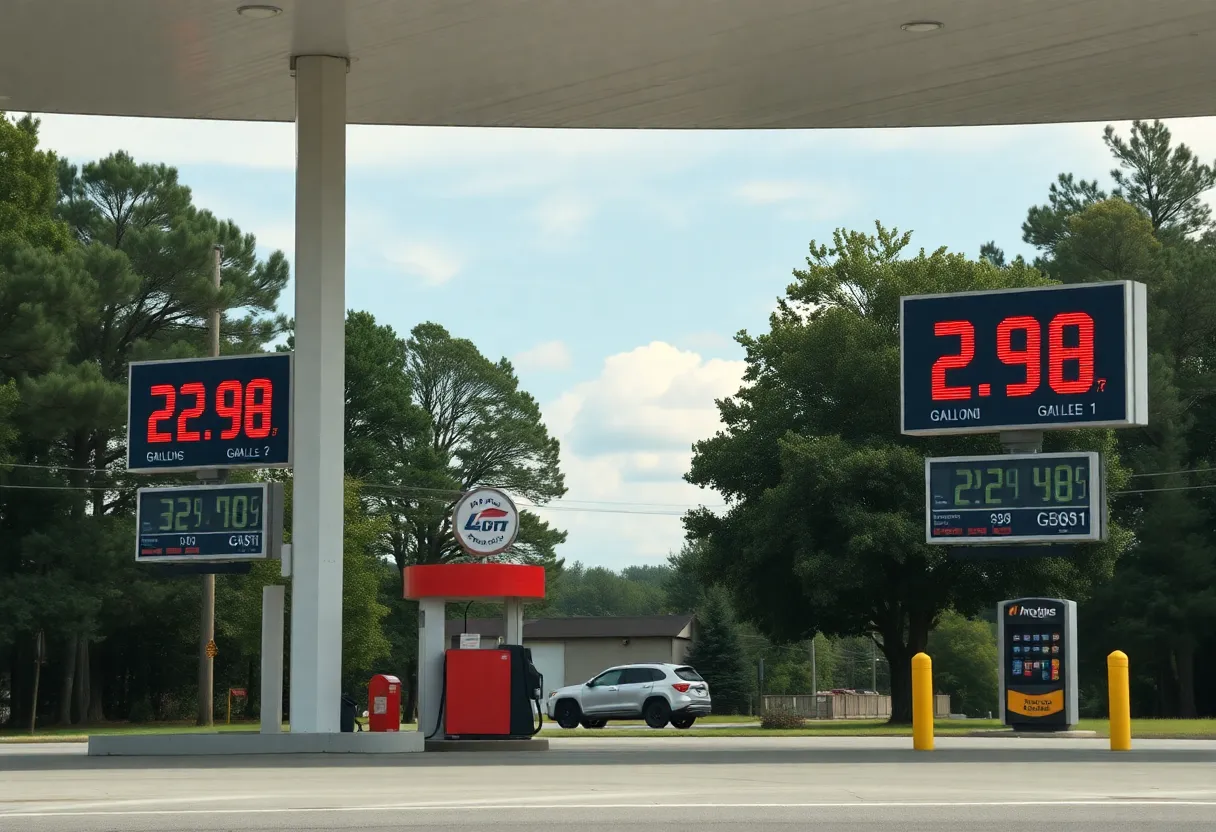 Gas station in Georgia displaying current gas prices