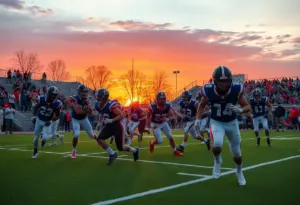 High school football players in action during a Georgia game.