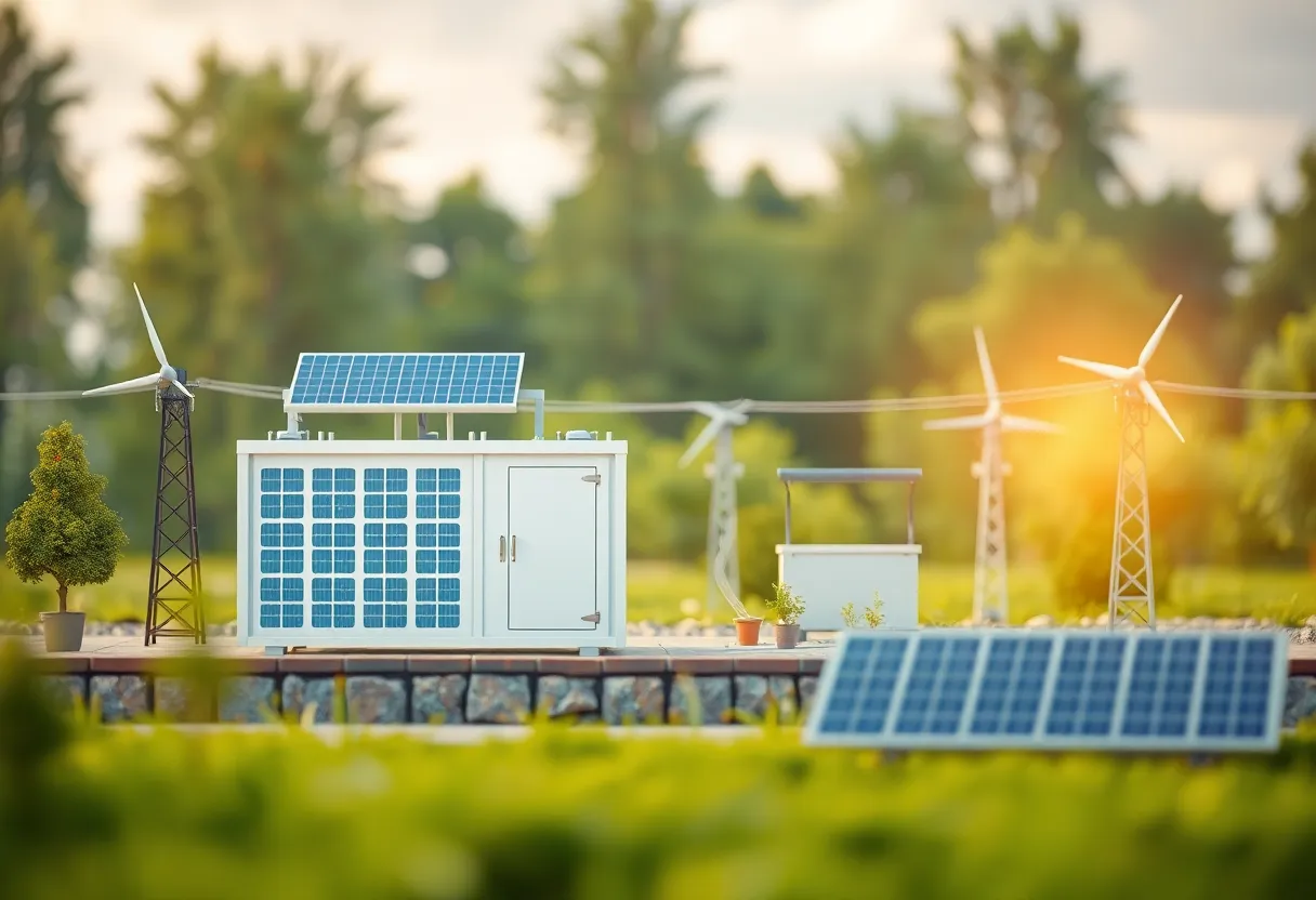 Illustration of energy storage systems integrated with renewable energy sources