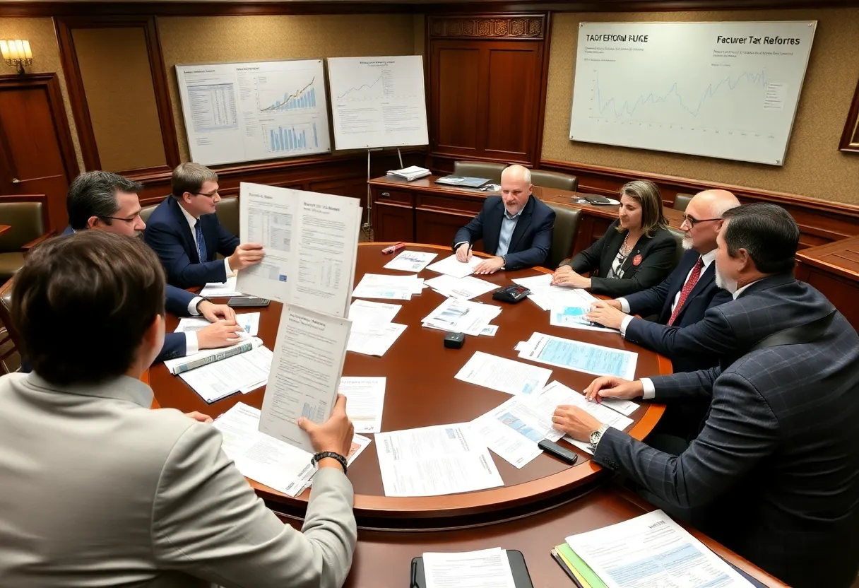Lawmakers in a Georgia Senate committee meeting discussing income tax reform