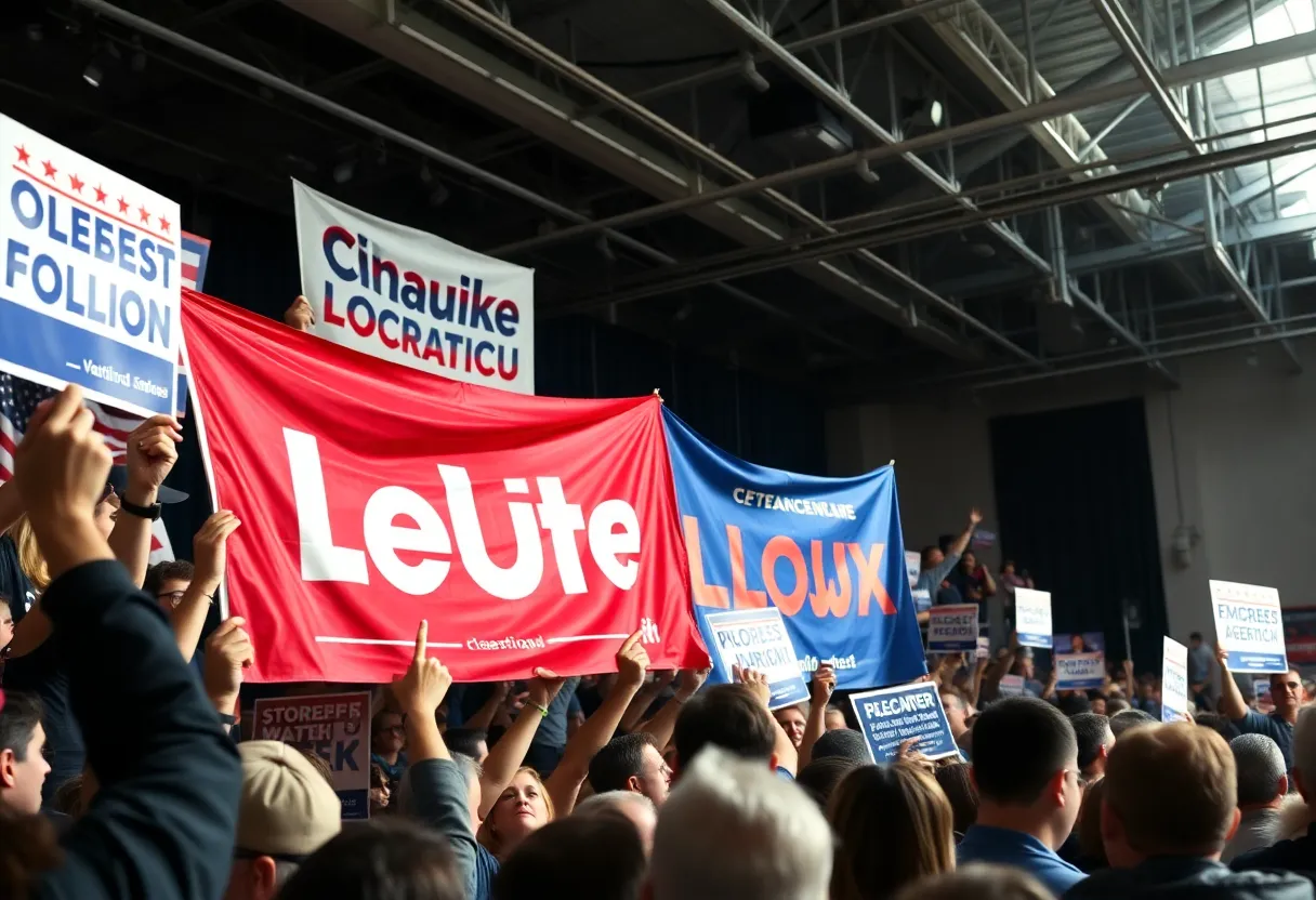 Supporters at a Georgia State Senate runoff election rally
