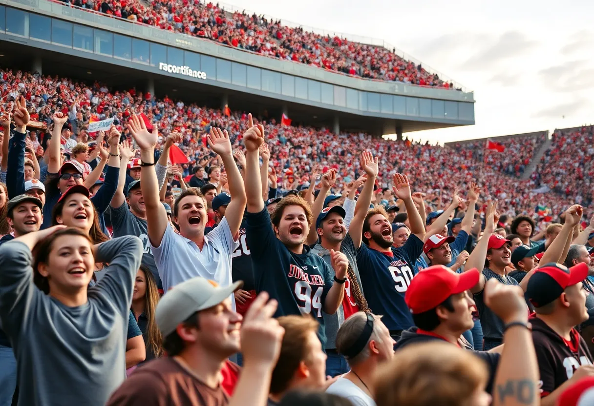 Georgia Tech fans storm the field after a football victory