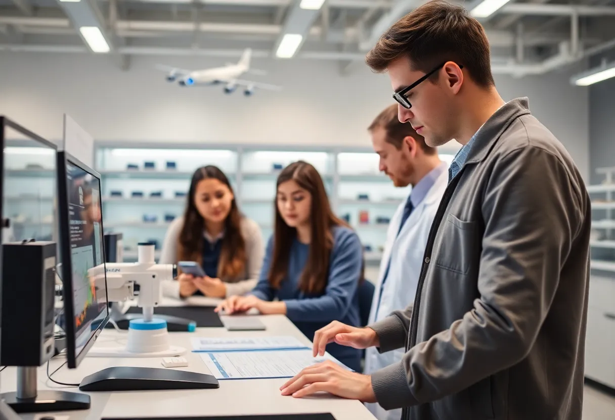 Students conducting research in aerospace and traffic safety at Georgia Tech