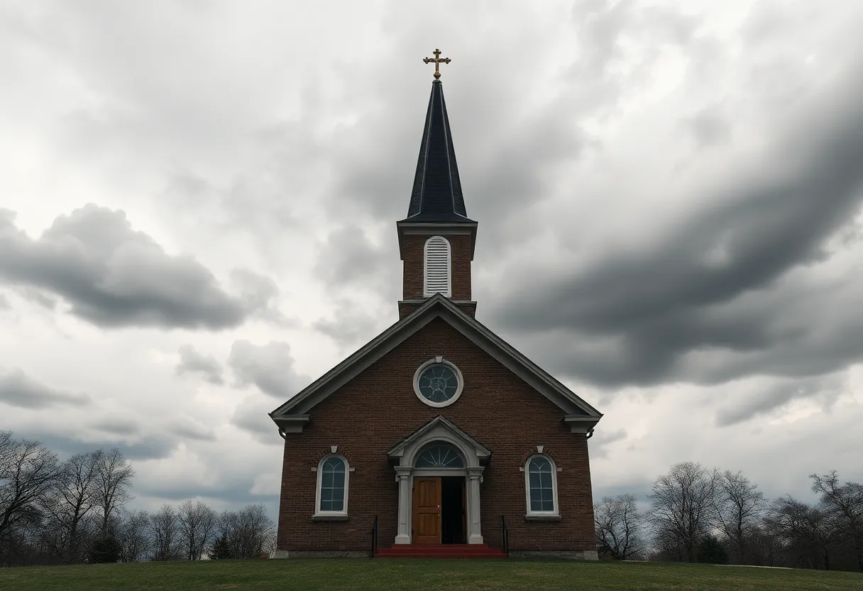 Conceptual image representing allegations of fraud in a church setting.
