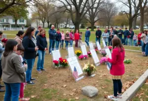Community members gathering for Hurricane Helene memorial event