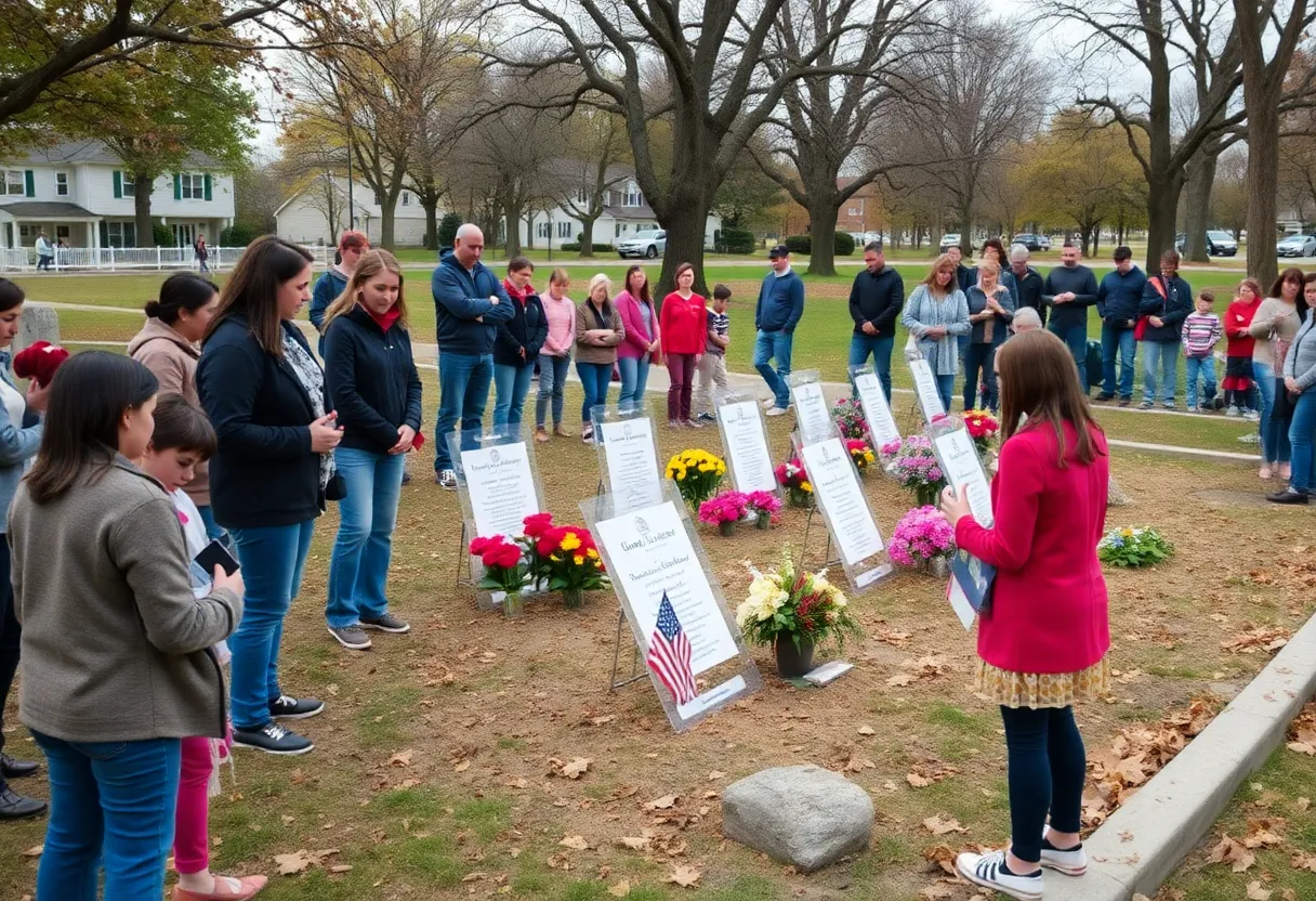 Community members gathering for Hurricane Helene memorial event