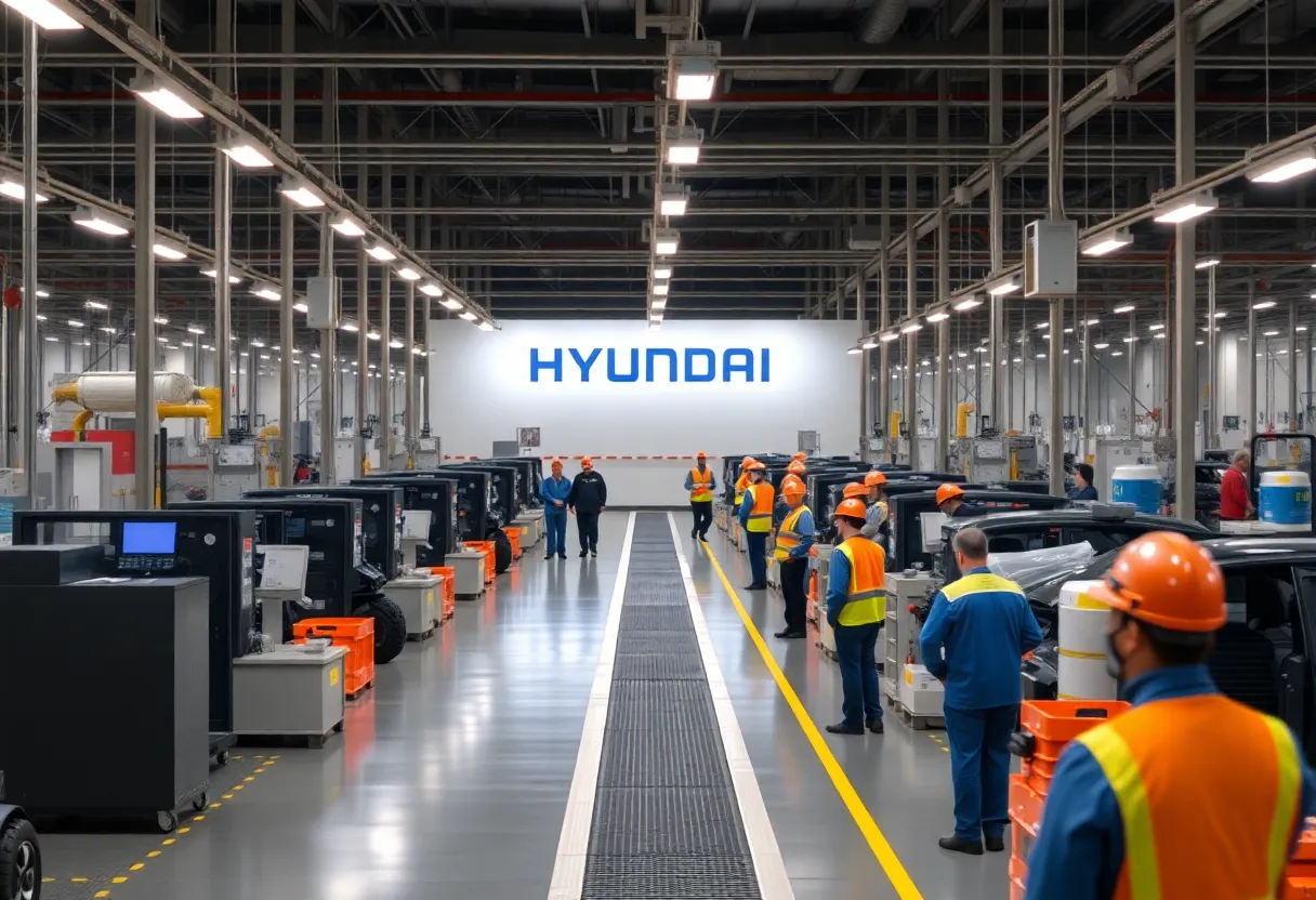 Workers at Hyundai battery plant before immigration raid