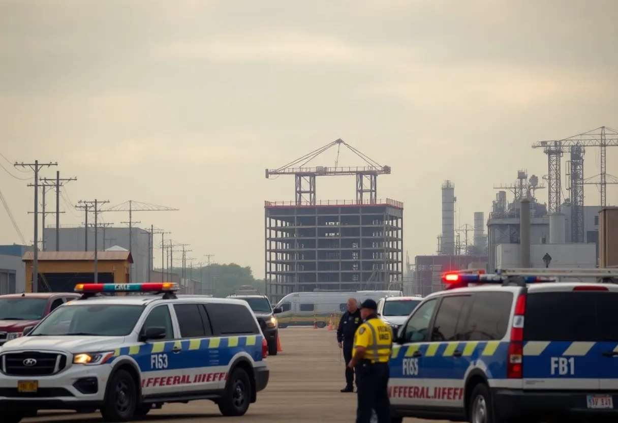 Hyundai battery plant with federal agents during a raid