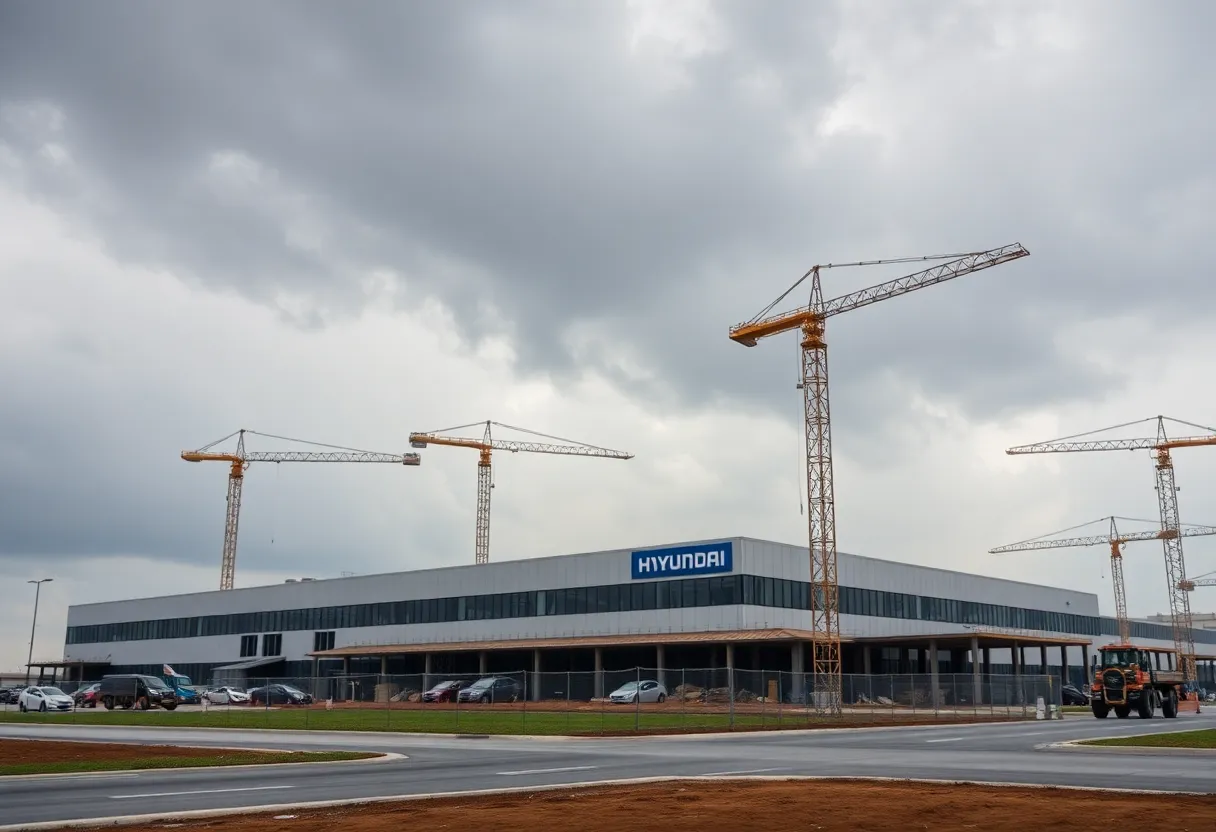 Hyundai factory site with construction paused
