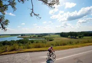 Athletes competing in the Ironman 70.3 triathlon in Augusta