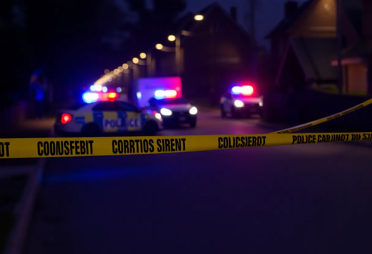 Police scene at night in McCaysville