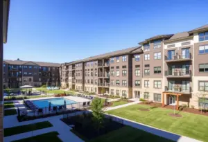 View of a multifamily housing complex with modern amenities in Atlanta suburbs