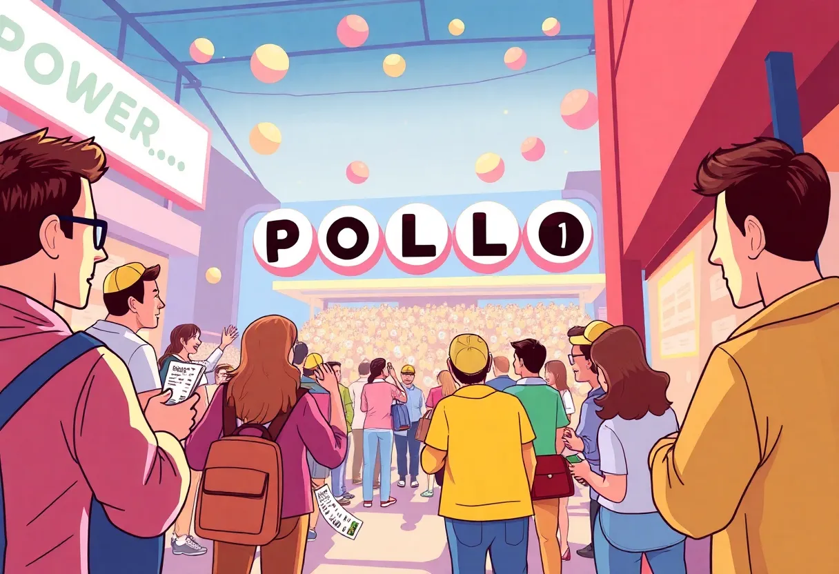 People purchasing Powerball lottery tickets