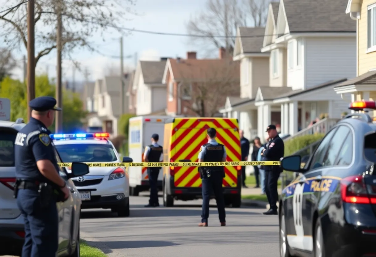 Crime scene in Richmond County with emergency services present