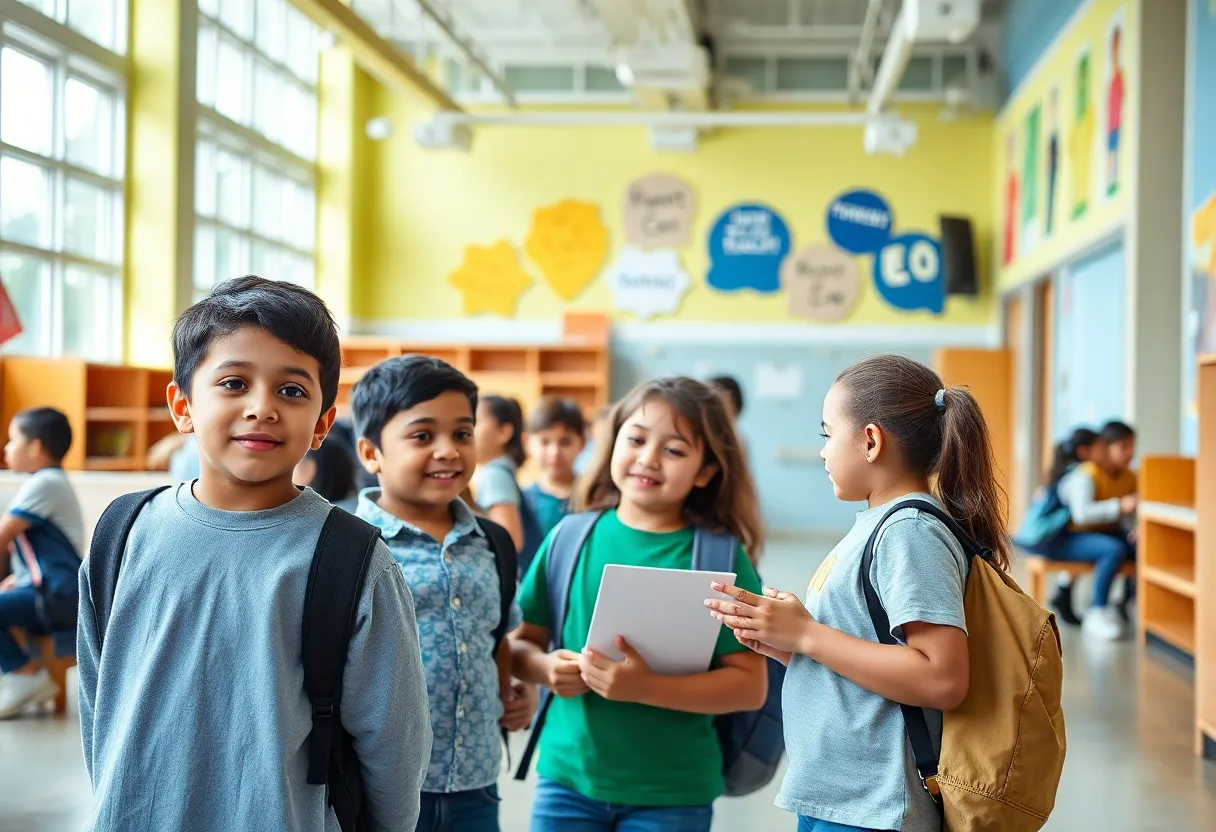 Students and teachers collaborating in a safe school environment